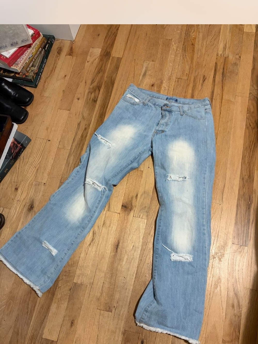 Light Wash Distressed Flare Jeans
